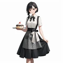 ウェイトレス／カフェ店員ファッションのAIイラスト（Stable Diffusion生成）
