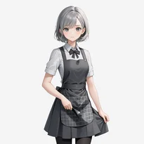 ウェイトレス／カフェ店員ファッションのAIイラスト（Stable Diffusion生成）
