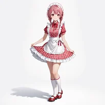 ウェイトレス／カフェ店員ファッションのAIイラスト（Stable Diffusion生成）