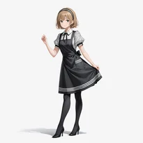 ウェイトレス／カフェ店員ファッションのAIイラスト（Stable Diffusion生成）