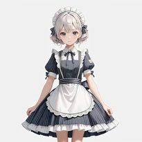 ウェイトレス／カフェ店員ファッションのAIイラスト（Stable Diffusion生成）