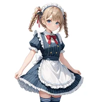 ウェイトレス／カフェ店員ファッションのAIイラスト（Stable Diffusion生成）