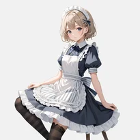 ウェイトレス／カフェ店員ファッションのAIイラスト（Stable Diffusion生成）