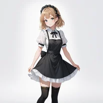 ウェイトレス／カフェ店員ファッションのAIイラスト（Stable Diffusion生成）
