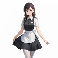 ウェイトレス／カフェ店員ファッションのAIイラスト（Stable Diffusion生成）