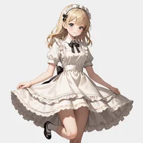 ウェイトレス／カフェ店員ファッションのAIイラスト（Stable Diffusion生成）