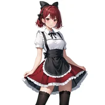 ウェイトレス／カフェ店員ファッションのAIイラスト（Stable Diffusion生成）