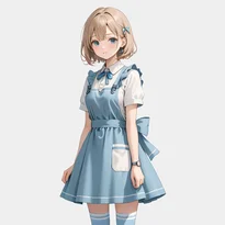 ウェイトレス／カフェ店員ファッションのAIイラスト（Stable Diffusion生成）