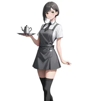 ウェイトレス／カフェ店員ファッションのAIイラスト（Stable Diffusion生成）