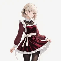 ウェイトレス／カフェ店員ファッションのAIイラスト（Stable Diffusion生成）
