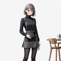 ウェイトレス／カフェ店員ファッションのAIイラスト（Stable Diffusion生成）