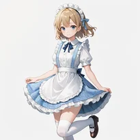 ウェイトレス／カフェ店員ファッションのAIイラスト（Stable Diffusion生成）