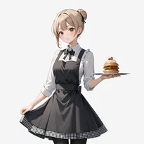 ウェイトレス／カフェ店員ファッションのAIイラスト（Stable Diffusion生成）