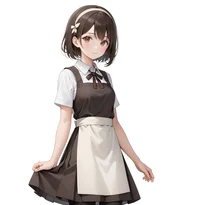 ウェイトレス／カフェ店員ファッションのAIイラスト（Stable Diffusion生成）