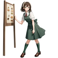 ウェイトレス／カフェ店員ファッションのAIイラスト（Stable Diffusion生成）