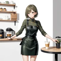 ウェイトレス／カフェ店員ファッションのAIイラスト（Stable Diffusion生成）
