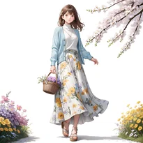 春ファッションのAIイラスト（Stable Diffusion生成）