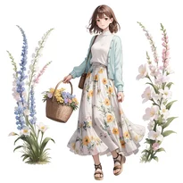 春ファッションのAIイラスト（Stable Diffusion生成）