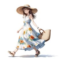 夏ファッションのAIイラスト（Stable Diffusion生成）