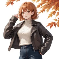 秋ファッションのAIイラスト（Stable Diffusion生成）