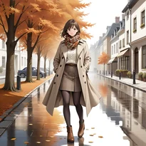 秋ファッションのAIイラスト（Stable Diffusion生成）