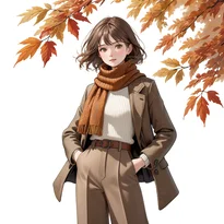 秋ファッションのAIイラスト（Stable Diffusion生成）