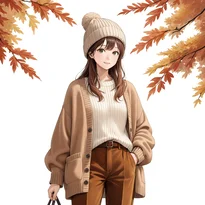 秋ファッションのAIイラスト（Stable Diffusion生成）