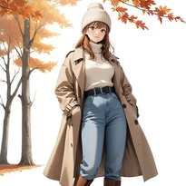 秋ファッションのAIイラスト（Stable Diffusion生成）