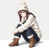冬ファッションのAIイラスト（Stable Diffusion生成）