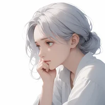 内面を表す表情/考え込んでいる表情のAIイラスト（Stable Diffusion生成）