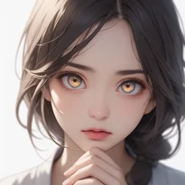 内面を表す表情/集中した表情のAIイラスト（Stable Diffusion生成）