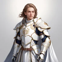 翼付き兜と天使の翼モチーフの肩当てを纏う威厳あるパラディンが、白と金の装飾を凝らした雄大な大剣を振るう。