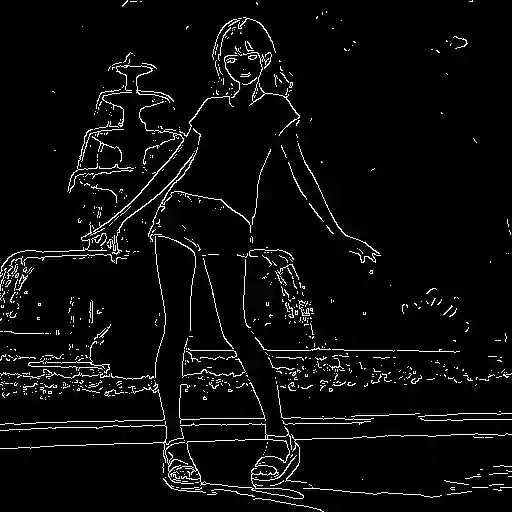 ControlNetのcannyによる解析画像（補助：threshold高）