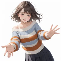 手や腕の動きでキャラクター性を表現した立ちポーズの作例