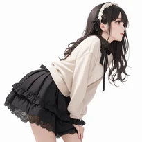 体や視線の向きを変えて見せる立ちポーズの作例