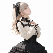 体や視線の向きを変えて見せる立ちポーズの作例